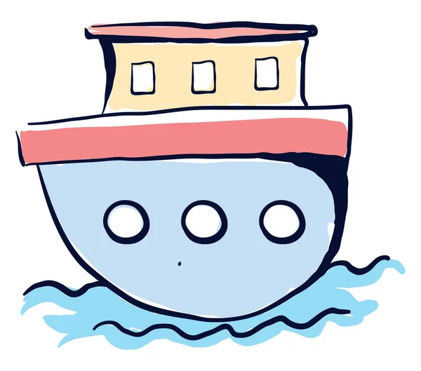 Barco Azul Sobre Agua Ilustración Vector Sobre Fondo Blanco — Vector de stock