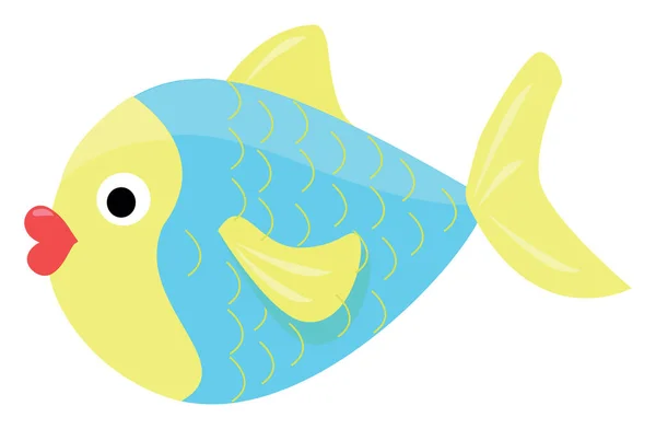 Pesce Azzurro Illustrazione Vettore Sfondo Bianco — Vettoriale Stock
