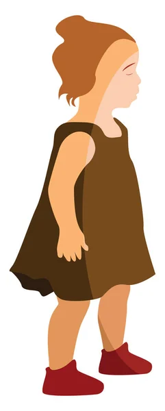 Girl Brown Dress Illustration Vector White Background — Stock Vector