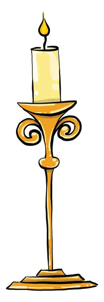Gold Candlestick Illustration Vector White Background — Stock Vector