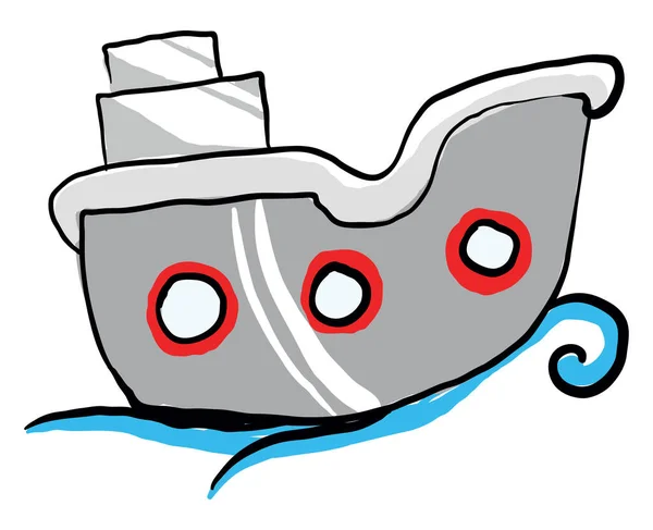 Barco Cinzento Ilustração Vetor Sobre Fundo Branco — Vetor de Stock