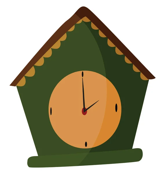 Green Wall Clock Illustration Vector White Background — 图库矢量图片
