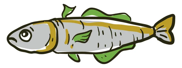 Λυπηρό Ψάρι Μπακαλιάρος Εικονογράφηση Διάνυσμα Λευκό Φόντο — Διανυσματικό Αρχείο