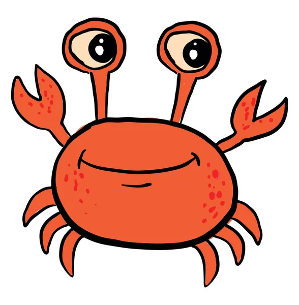 Happy Red Crab Illustration Vector White Background — Stock Vector
