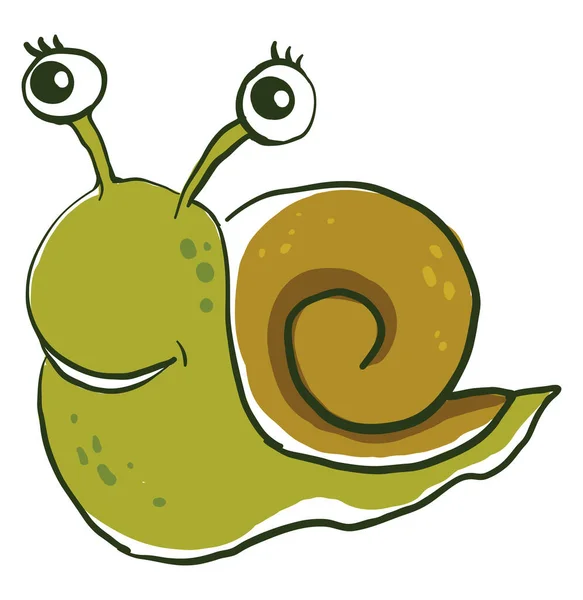 Caracol Feliz Ilustración Vector Sobre Fondo Blanco — Vector de stock