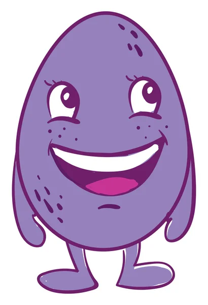 Счастливый Фиолетовый Яйцо Иллюстрация Вектор Белом Фоне — стоковый вектор