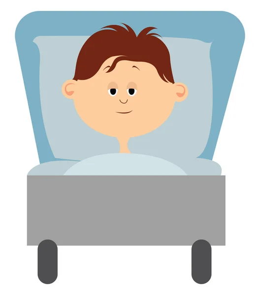 病院のベッドで男の子 イラスト 白い背景のベクトル — ストックベクタ