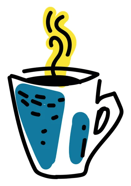 Blaue Tasse Mit Kaffee Illustration Vektor Auf Weißem Hintergrund — Stockvektor