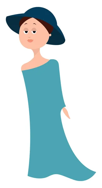 青いドレス イラスト 白い背景にベクトルの女の子 — ストックベクタ