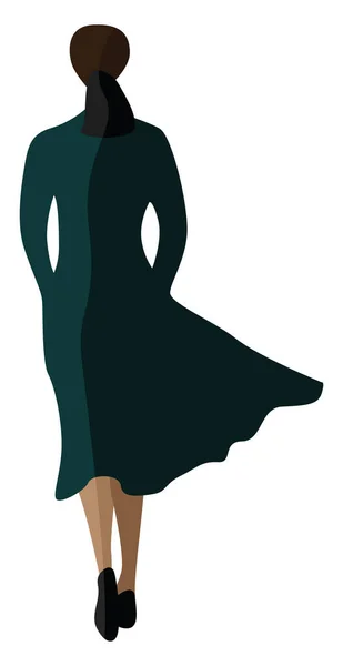 Chica Vestido Verde Ilustración Vector Sobre Fondo Blanco — Archivo Imágenes Vectoriales