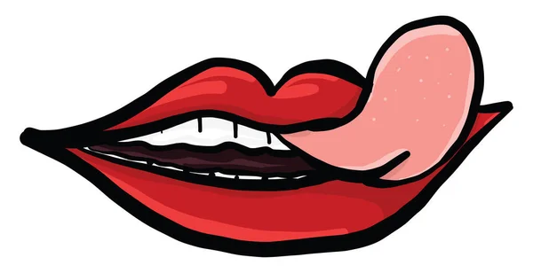 Lippen Met Tong Illustratie Vector Witte Achtergrond — Stockvector