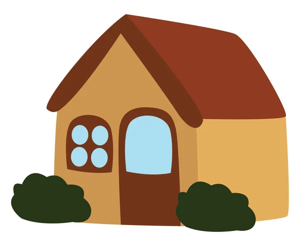 Pequena Casa Amarela Ilustração Vetor Sobre Fundo Branco —  Vetores de Stock