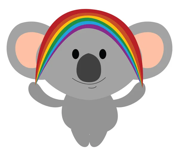 Koala Com Arco Íris Ilustração Vetor Sobre Fundo Branco — Vetor de Stock