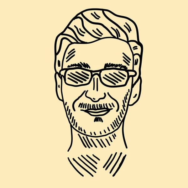 Uomo Con Occhiali Disegno Illustrazione Vettore Sfondo Bianco — Vettoriale Stock