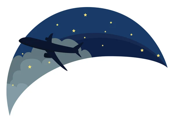 Night Flight Plane Illustration Vector White Background — Stock Vector