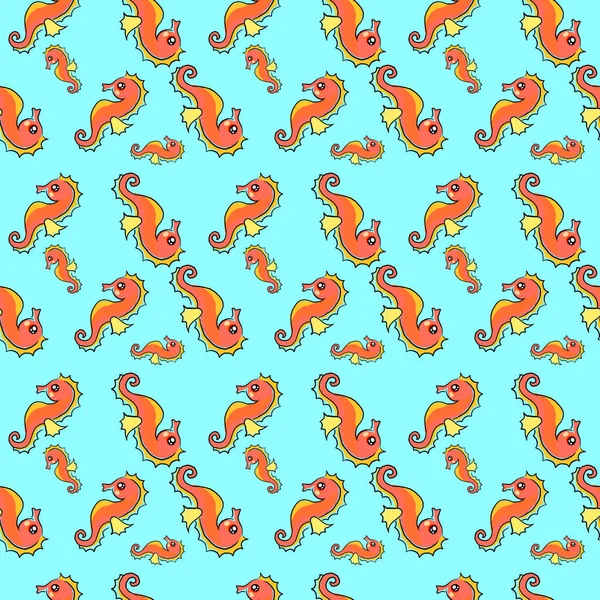 Seahorse Pattern Illustration Vector White Background — Stock Vector