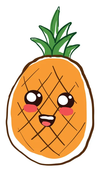 Cute Ananas Ilustracja Wektor Białym Tle — Wektor stockowy