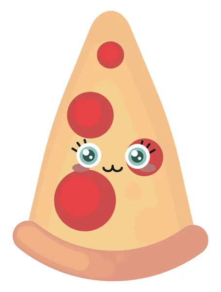 Pizza Skiva Illustration Vektor Vit Bakgrund — Stock vektor