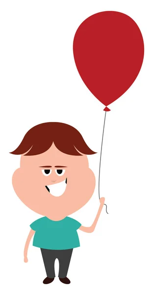 Pojke Med Ballong Illustration Vektor Vit Bakgrund — Stock vektor