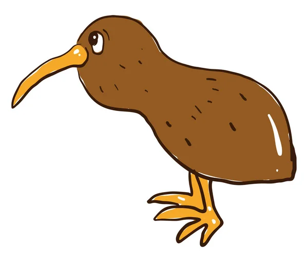 Triste Animal Kiwi Ilustración Vector Sobre Fondo Blanco — Vector de stock