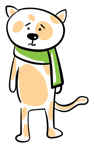 Sad Cat Scarf Illustration Vector White Background — Stock Vector