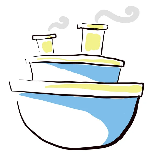 Blue Ship Water Illustration Vector White Background — 图库矢量图片