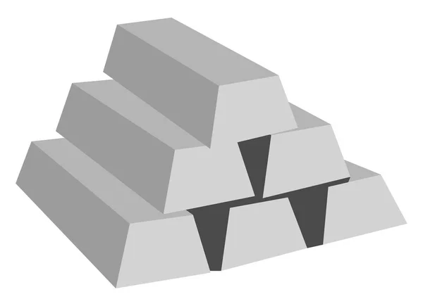 Silberbarren Illustration Vektor Auf Weißem Hintergrund — Stockvektor