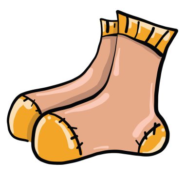 Beyaz arkaplanda bir çift çorap, illüstrasyon, vektör.