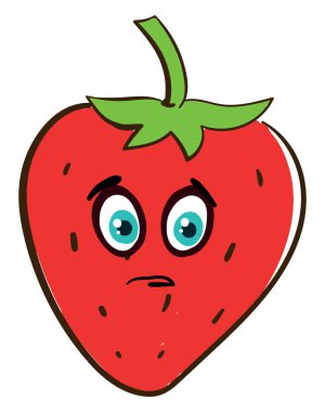 Üzgün çilek, illüstrasyon, beyaz arka plan vektör.