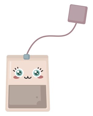 Şirin çay poşeti, illüstrasyon, beyaz arka planda vektör..