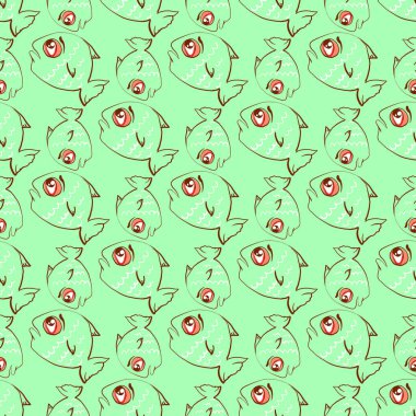 Yorgun balık deseni, illüstrasyon, beyaz arkaplan üzerindeki vektör.