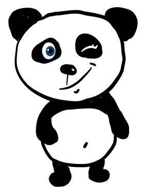 Göz kırpan panda, illüstrasyon, beyaz arkaplanda vektör.