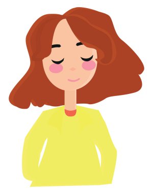 Sarı elbiseli kız, illüstrasyon, beyaz arkaplanda vektör.