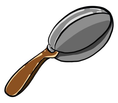 Tahta kuyruk kızartma tavası, illüstrasyon, beyaz arkaplanda vektör.