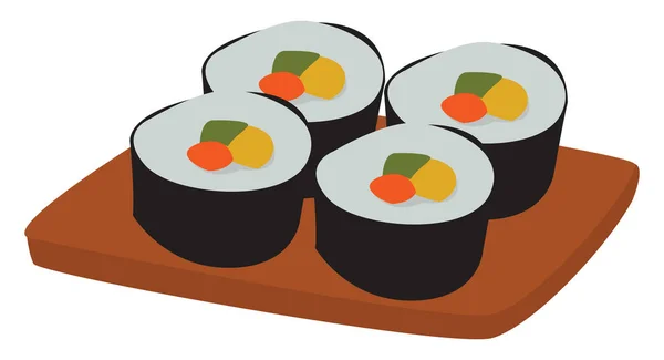 Sushi Food Illustration Vector White Background - Stok Vektor