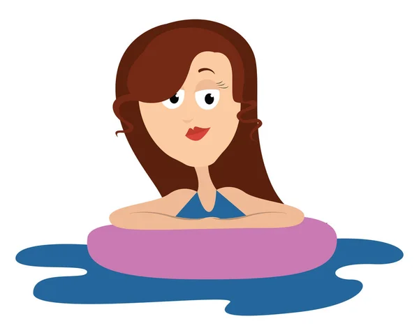 Mujer Piscina Ilustración Vector Sobre Fondo Blanco — Vector de stock