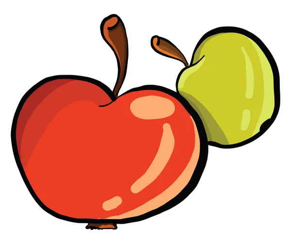 Manzana Roja Ilustración Vector Sobre Fondo Blanco — Vector de stock