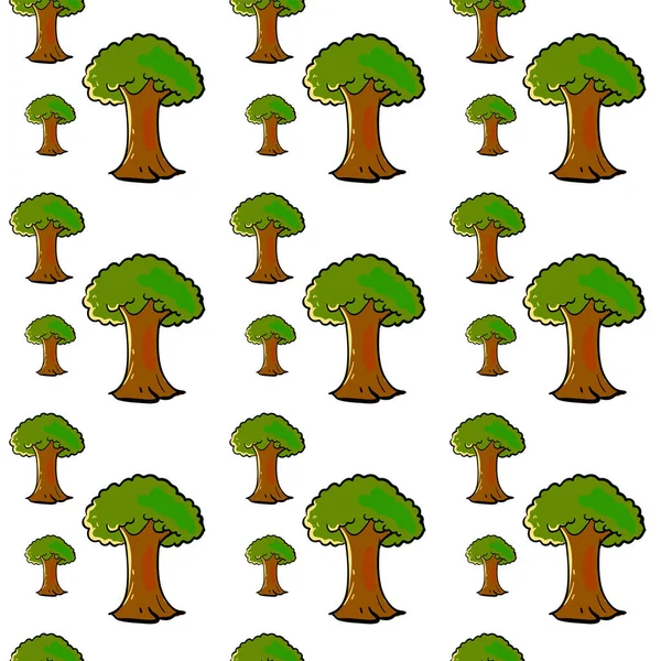 木のパターン イラスト 白い背景のベクトル — ストックベクタ