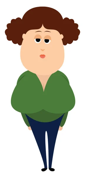 Woman Green Illustration Vector White Background — ストックベクタ