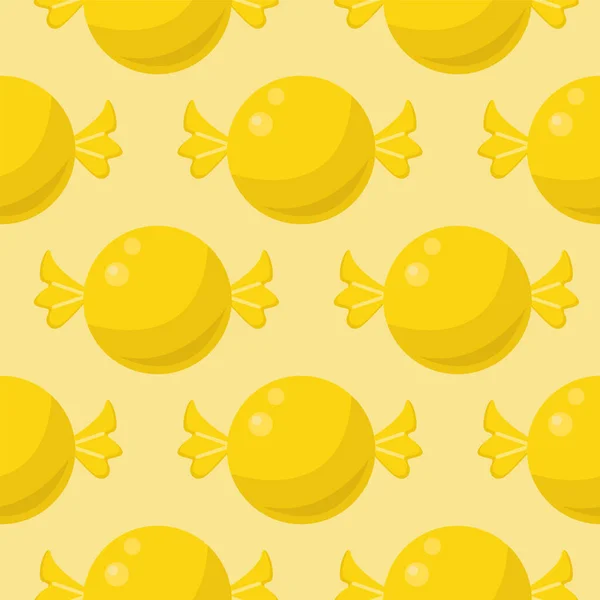 Žluté Bonbóny Vzor Ilustrace Vektor Bílém Pozadí — Stockový vektor