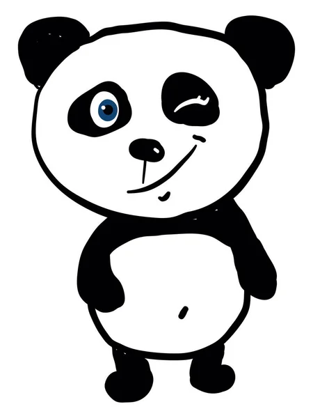 Winking Panda Illustrazione Vettore Sfondo Bianco — Vettoriale Stock