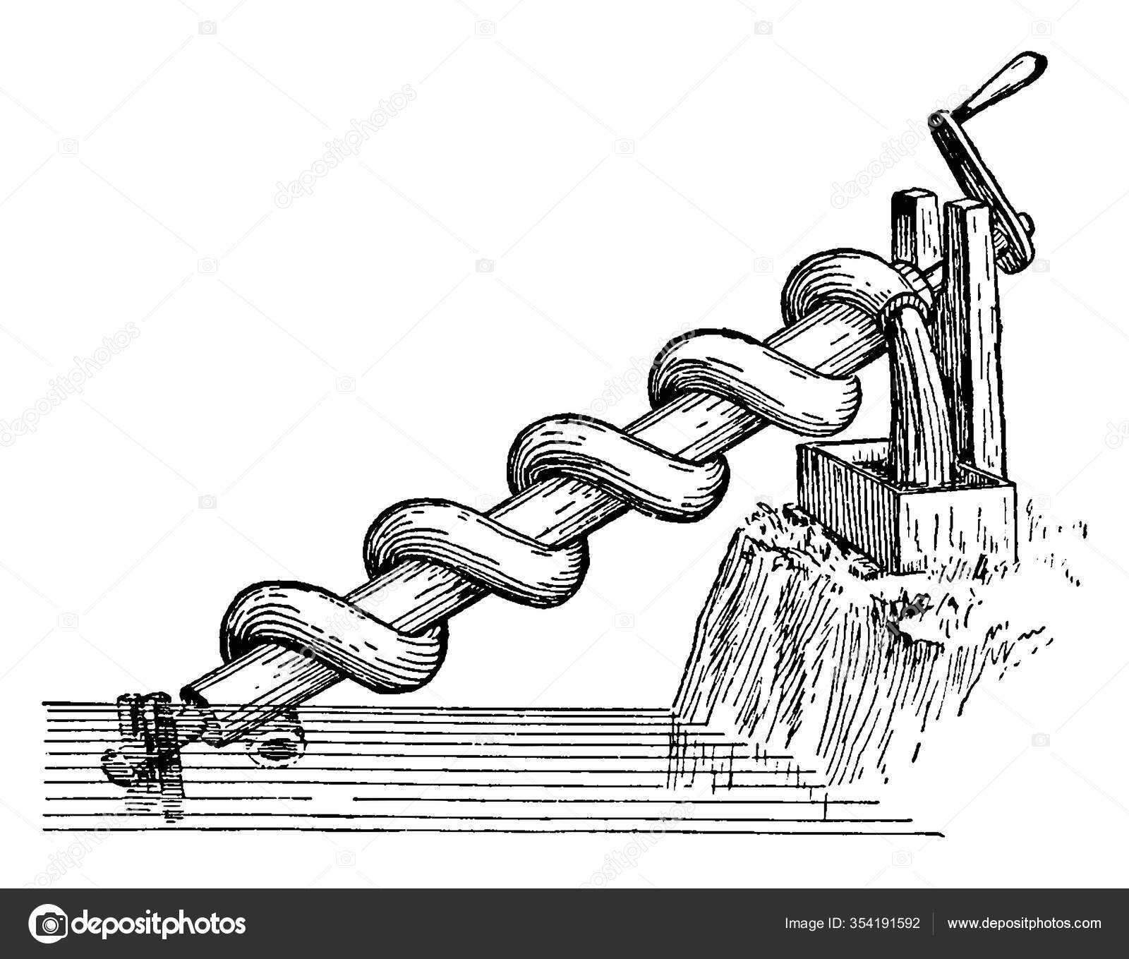 Archimedean Screw Screw Pump Device Transferring Water Lower Body Water  Stock Vector Image by ©Morphart #354191592