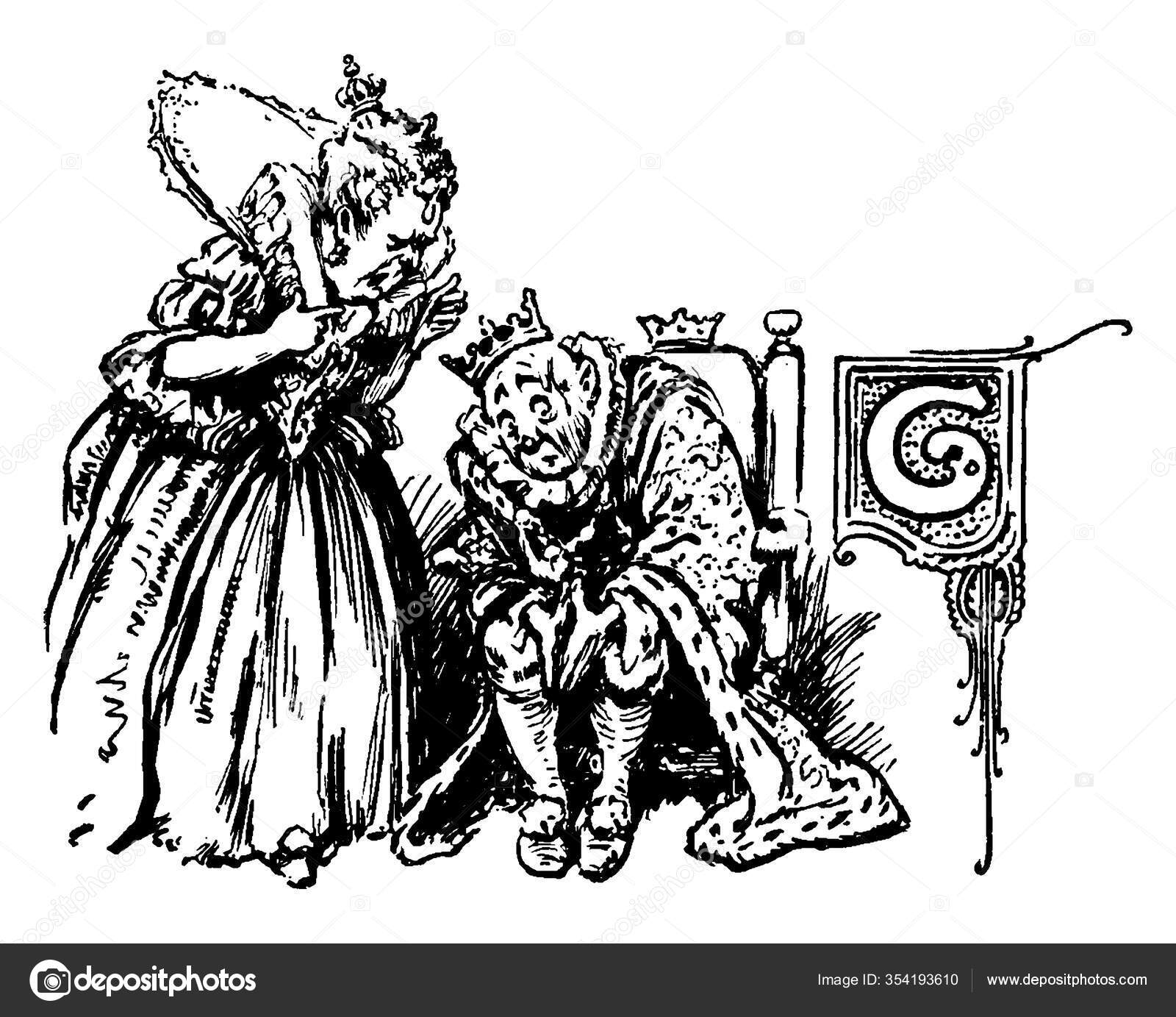 Imagen Representa Una Reina Doblándose Diciéndole Viejo Rey Cole Sentado  Vector de stock #354193610 de ©Morphart, image size:1600x1383