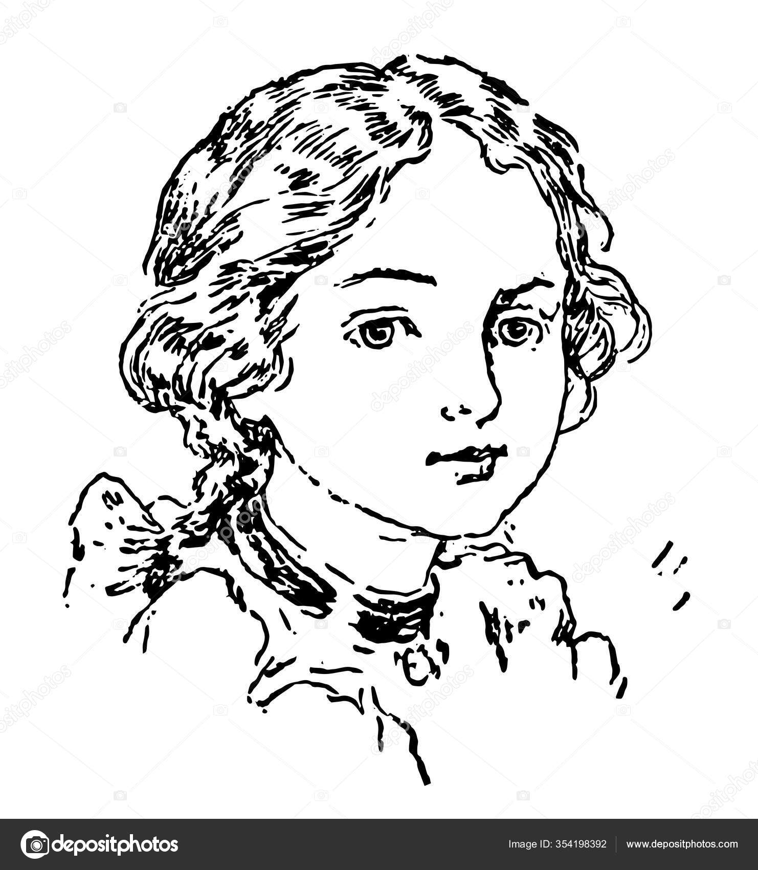 Young Lady Face Picture Vintage Line Drawing Engraving Illustration Stock  Vector by ©Morphart 354198392