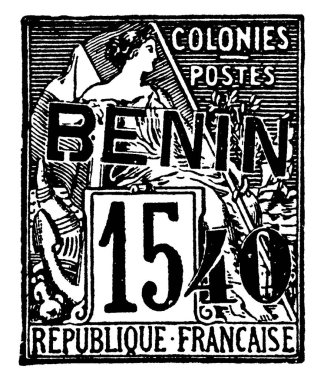 1892 'den Benin pulu, küçük yapışkan bir kağıt parçası bir şeye yapışmış. Ödenmiş paranın miktarını göstermek için, çoğunlukla posta pulu, klasik çizim ya da gravür.