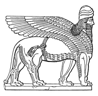 Nergal, bir Asurlu tanrı, antik Mezopotamya boyunca tapılan bir tanrı, İbranice İncil 'de Cuth şehrinin tanrısı olarak bahsedilir, klasik çizim ya da gravür çizimi.