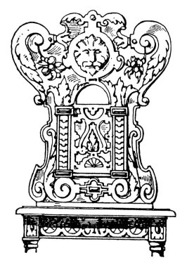 Ahşaptan yapılmış, süslü tasarımlar ve dekorasyonlarla oyulmuş, klasik çizim ya da oyma resimlerle süslenmiş Flaman 17. yüzyıl sandalyesinin tipik bir temsili..