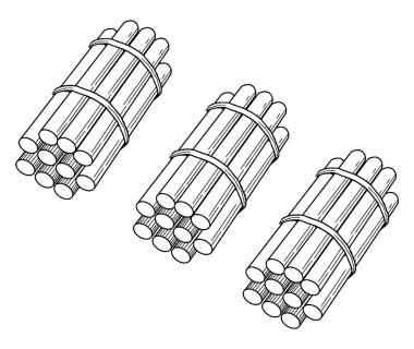 Saymayı, gruplamayı ve yer değerini, klasik çizgi çizimini ya da resimlemeyi öğretirken kullanılabilecek 30 çubuk destesinin tipik bir gösterimi.