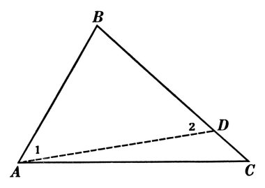 Illustration to prove, if two sides of a triangle are unequal, the angle opposite the greater side is greater than the angle opposite the less side, vintage line drawing or engraving illustration. clipart