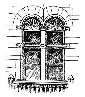 Eşleşmiş Windows bağımsız windows bir dikey kızak ve kalıplar, ince ve detaylı ayrılmış kapalı iklim, vintage çizim için en iyi duruma getirme veya illüstrasyon oyma olduğunu.